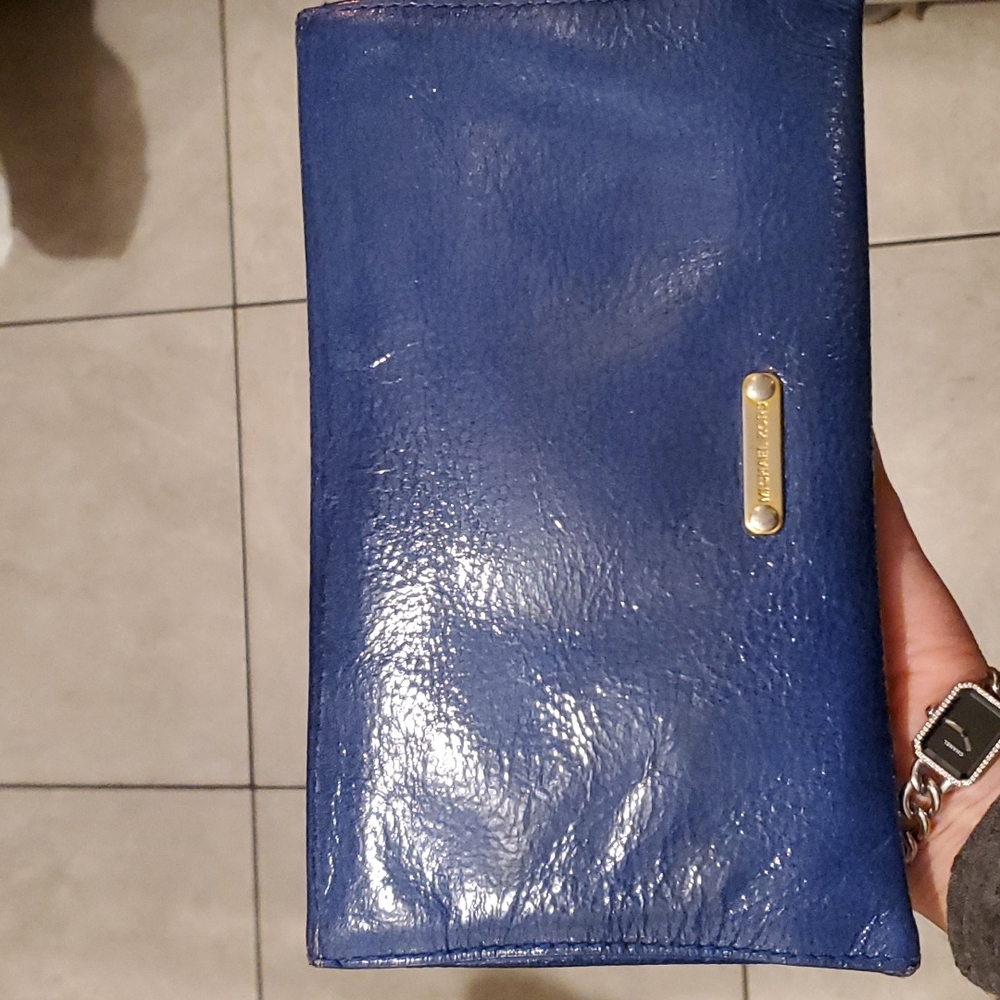 Michael Kors Envelope Blue leather clutch with a dustbag